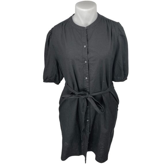 Gap Womens Black Short Sleeve Button Down Tie Waist Midi Shirt Dress Size XXL - Picture 1 of 4